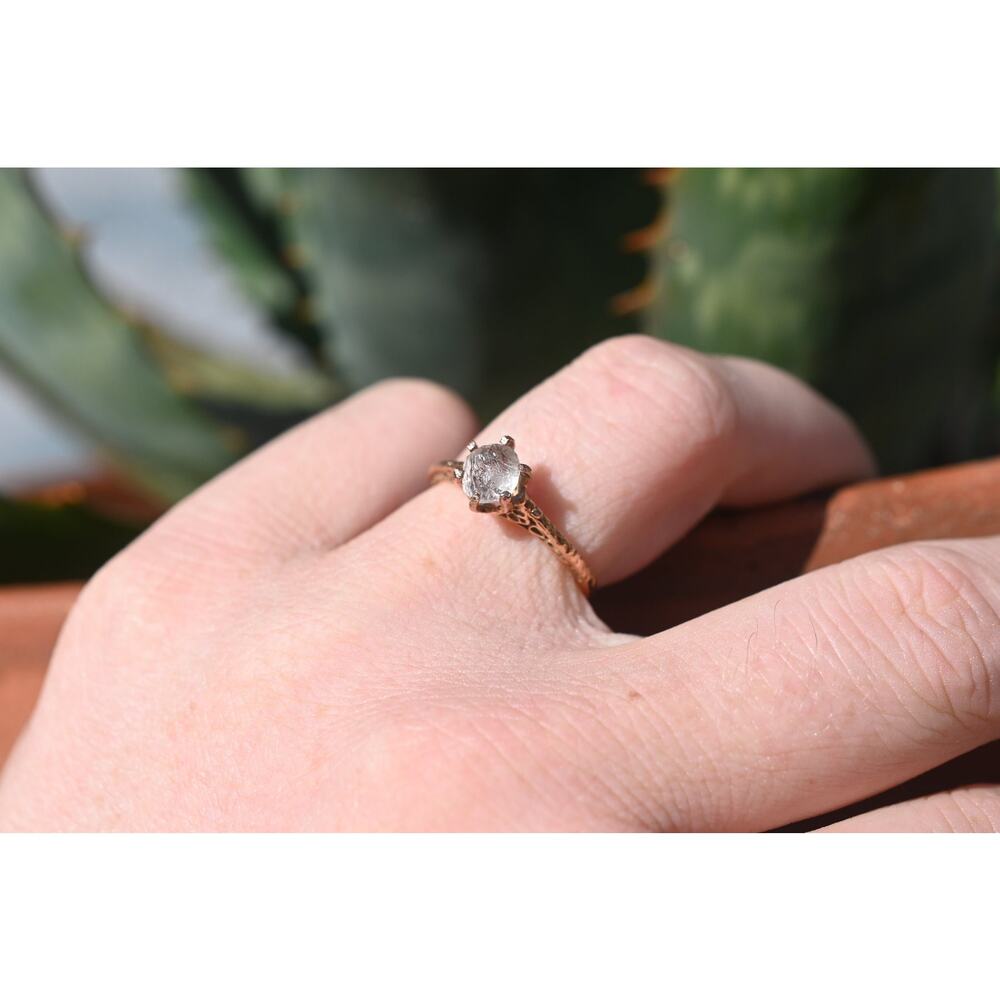 Dainty filigree ring with clear quartz gemstone size 3 4 5 6 7 8 9 10 11 12 13